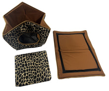 Load image into Gallery viewer, Cozy Pet Cottage, Foldable Pet House with Animal Print, Pet Bed 15" x 13" x 12" 