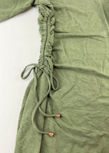 Load image into Gallery viewer, A New Day Cinched Waist Dress Heathered Olive Jersey Dress w/Copper Accents Small