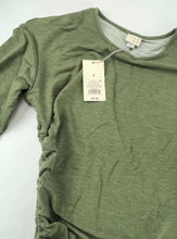 Load image into Gallery viewer, A New Day Cinched Waist Dress Heathered Olive Jersey Dress w/Copper Accents Small