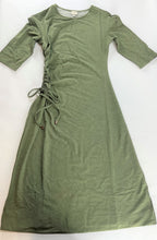 Load image into Gallery viewer, A New Day Cinched Waist Dress Heathered Olive Jersey Dress w/Copper Accents Small