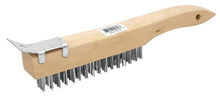 Load image into Gallery viewer, 10.5" Shoe Handle Wire Brush with Scraper Tool Wood