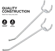 Load image into Gallery viewer, Pack of 10 - Metal Peg Board 4" Hooks Hanging Shelving Storage Steel Display