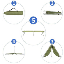 Load image into Gallery viewer, Portable Sleeping Cot Outdoor Hiking Camping Gear Green Olive Drab Steel Frame