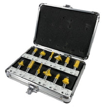 Load image into Gallery viewer, 12pc Router Bit Set Tungsten Carbide Tip TCT With 1/2 Shank Cutter and Aluminum Case