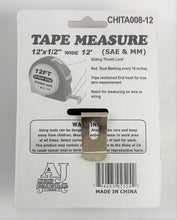 Load image into Gallery viewer, 12ft by 1/2" Retractable Tape Measure, Thumb Lock & Belt Clip, Stud Marks 16"