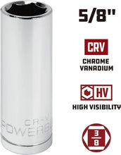 Load image into Gallery viewer, Powerbuilt 641204 5/8" Dr. 16mm 6 Point Deep Socket Chrome Vanadium Steel