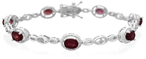 Adoriana 4-1/2-Cttw. Oval-Cut Ruby & Diamond Halo Bracelet