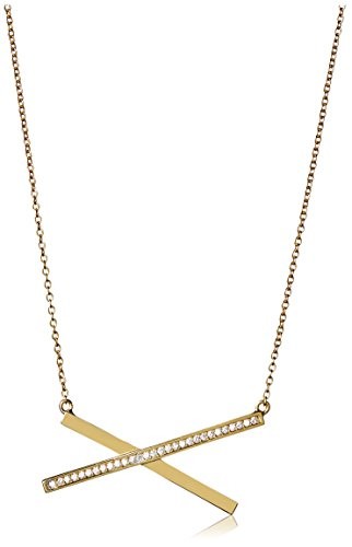 Argento Vivo Long Gold Plated X with One Row of CZ