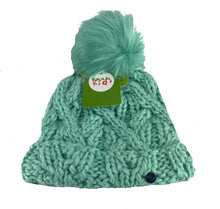 Load image into Gallery viewer, BULA Kids Girls Raquel Beanie, Knit Sock Hat with Poof, Sea Aqua, One Size
