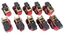 Load image into Gallery viewer, Ratchet Strap 1"x10' Rubber Coated S Hook Ratcheting Handle Quick Release Button - EDMBG