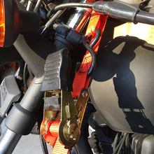 Load image into Gallery viewer, Ratchet Strap 1"x15' Rubber Coated S Hook Ratcheting Handle Quick Release Button