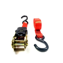 Load image into Gallery viewer, Ratchet Strap 1"x15' Rubber Coated S Hook Ratcheting Handle Quick Release Button