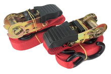 Load image into Gallery viewer, Ratchet Strap 1"x15' Rubber Coated S Hook Ratcheting Handle Quick Release Button