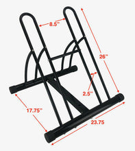 Load image into Gallery viewer, Bicycle Floor Stand/Storage Rack, Mountable Dual Sides, Indoor Outdoor Use - New
