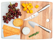 Load image into Gallery viewer, Core Kitchen Marble & Acacia Server Board Set with Cheese Knives, 3-piece Set