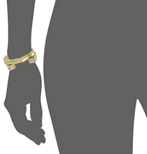 Load image into Gallery viewer, nOir Modernist Open Cuff Set,14k Gold-Plated Brass, Cubic Zirconia, 3 Bracelets