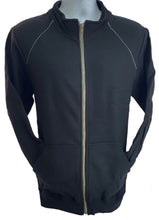 Load image into Gallery viewer, Men's Cadet Collar Full Zip Sweatshirt Jacket by GILDAN Platinum Black Large