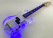 Load image into Gallery viewer, Kids Clear Acrylic Body Mini Electric Bass Guitar with LED Lights in Body and Fretboard
