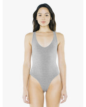 Load image into Gallery viewer, Women's Bodysuit Cotton Spandex Halter Thong by American Apparel Heather Gray