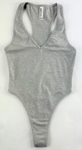 Load image into Gallery viewer, Women's Bodysuit Cotton Spandex Halter Thong by American Apparel Heather Gray
