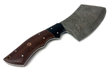 Load image into Gallery viewer, Damascus Steel Curved Back Cleaver Blade Handmade Leather Sheath Custom Handle