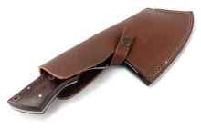 Load image into Gallery viewer, Damascus Steel Curved Back Cleaver Blade Handmade Leather Sheath Custom Handle