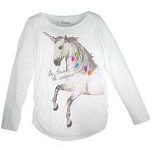 Load image into Gallery viewer, Girls' Long Sleeve Tee Synched Sides Be True Be Unique Glitter Unicorn - 6/6x