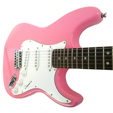 Load image into Gallery viewer, Full Size Right Handed Electric 6 String Guitar, Solid Wood Body and Bolt on Neck, Cable and Tremolo Arm, Color: Hot Pink