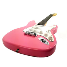 Load image into Gallery viewer, Full Size Right Handed Electric 6 String Guitar, Solid Wood Body and Bolt on Neck, Cable and Tremolo Arm, Color: Hot Pink