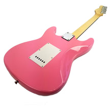 Load image into Gallery viewer, Full Size Right Handed Electric 6 String Guitar, Solid Wood Body and Bolt on Neck, Cable and Tremolo Arm, Color: Hot Pink
