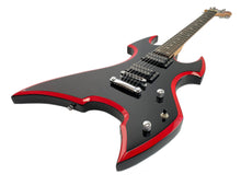 Load image into Gallery viewer, Full Size Right Handed Heavy Metal Style Electric 6 String Guitar, Solid Wood Body and Bolt on Neck, Cable and Allen Wrench, Color: Black with Red