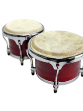 Load image into Gallery viewer, Bongos 8"+9" in - Red Wood Tunable Dual Drum Set - World Latin Percussion - New