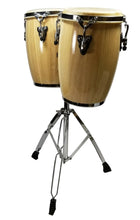 Load image into Gallery viewer, Zenison Latin Percussion Conga Drums and Stand 9" & 10" inch Heads Natural Wood