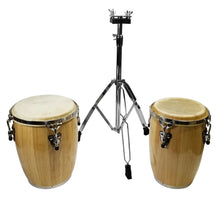 Load image into Gallery viewer, Zenison Latin Percussion Conga Drums and Stand 9" & 10" inch Heads Natural Wood