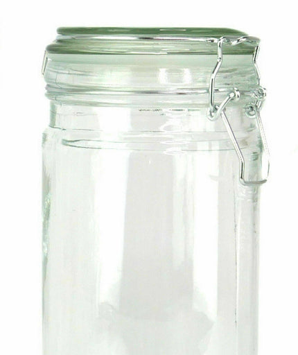 Set of 16 Glass Storage Jars with Silicone Sealing Hinged Lids, 4 Sizes