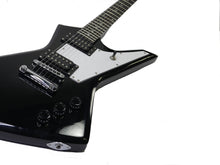 Load image into Gallery viewer, Full Size Right Handed Rock Style Electric 6 String Guitar, Solid Wood Body and Bolt on Neck, Cable and Allen Wrench, Color: Gloss Black