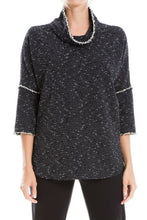 Load image into Gallery viewer, Max Studio Women's XS Black and White Cowl Neck 3/4 Sleeve Double Knit Top