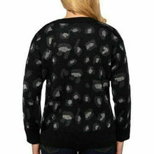 Load image into Gallery viewer, Kendall + Kylie Sweater Animal Print Cozy Top Black/Silver/Gray, Large - New