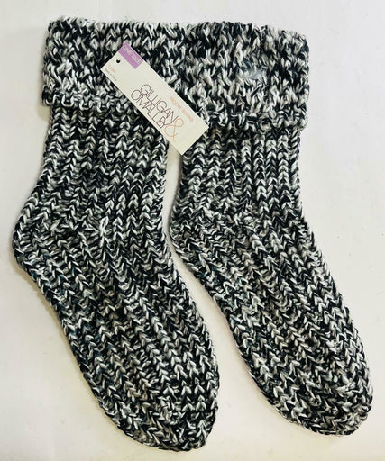 Gilligan & O'Malley™ Woven Slipper Socks - Black & Gray - One Size - New