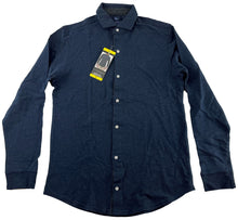 Load image into Gallery viewer, Tailorbyrd Men's Soft Flannel Feel Dress Shirt Long Sleeve Collared Denim & Gray Small