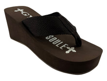 Load image into Gallery viewer, Gypsy Soule - 3" Heel Platform Thong Sandals Wedge Comfort Soles - Chocolate BROWN