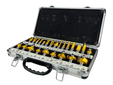 Load image into Gallery viewer, 24 Piece EDM ROUTER BIT SET - 1/2" Shank Tungsten Carbide Edges in Aluminum Case