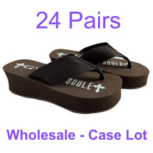 Load image into Gallery viewer, 24 Pack Case Lot for Resale Gypsy Soule Sandals 2" Heel Wedge Flip Flops - Brown