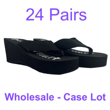 Load image into Gallery viewer, 24 Pack Case Lot for Resale Gypsy Soule Sandals 3" Platform Heel Flip Flops - BLACK
