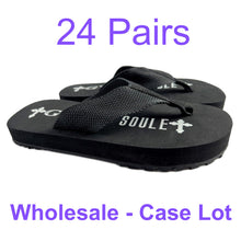 Load image into Gallery viewer, 24 Pack Case Lot for Resale Gypsy Soule Sandals 1" Flats Comfort Heel Flip Flops - BLACK