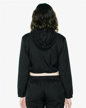 Load image into Gallery viewer, Women's Hooded Cropped Pullover Windbreaker Nylon Short Crop Hoodie Black XL
