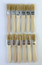 Load image into Gallery viewer, Lot of Twelve 1" Paint Brushes Classic Bristle Paint Brushes with Wooden Handles