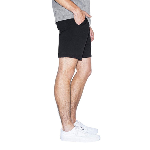 Men's Fleece Lined Retro Shorts Cotton Comfort Pockets Drawstring Black - XL