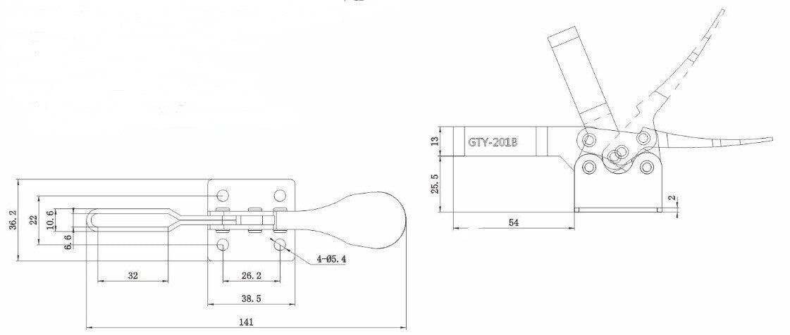 Quick Release TOGGLE CLAMP Stainless Steel 220 lb Capacity GTY-201-B