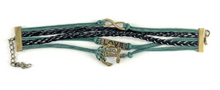 Load image into Gallery viewer, Leather Multi Charm Bracelet Featuring Love, Infinity, &amp; Nautical Charms - New
